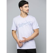 Alcis Men Lavender Typography Printed Anti Static Slim Fit Sports T-Shirt