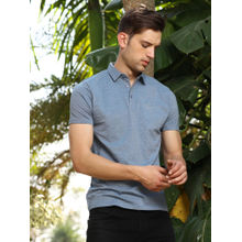 MELVIN JONES Sapphire Blue Textured Polo T Shirt
