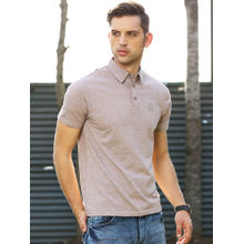 MELVIN JONES Wheat Beige Textured Polo T Shirt