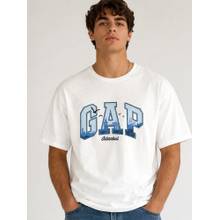 GAP Men White Logo Print Round Neck Half Sleeve T-Shirt