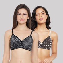 Clovia Padded Non-wired Full Coverage Printed T-shirt Bra (pack Of 2)