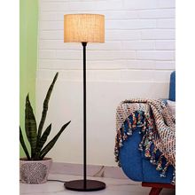 Homesake Floor Lamp with Wooden Base (Beige)
