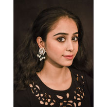 Peach Tassels Kundan Pearl Earrings