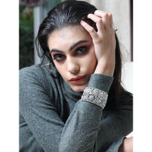 Odette Women Silver Wide Sparkling Silver Bracelet
