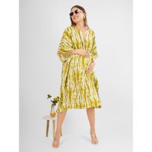 Angloindu Mustard Tie and Dye Maternity Kaftan Dress