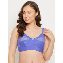 Clovia Cotton Solid Non-padded Full Cup Wire Free Full Figure Bra - Blue