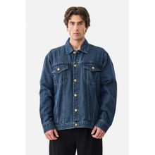 Snitch Dark Blue Denim Full Sleeves Regular Casual Jacket for Men