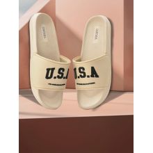 Cantabil Casual Sliders For Men With Cushioned Insole - Beige