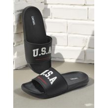 Cantabil Casual Sliders For Men With Cushioned Insole - Black