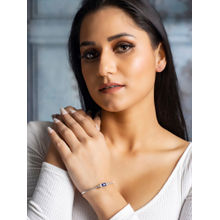 Priyaasi Silver-Plated Blue Stone Bangle-Style Bracelet