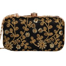 Parizaat By Shadab Khan Black Handmade Embroidered Clutch