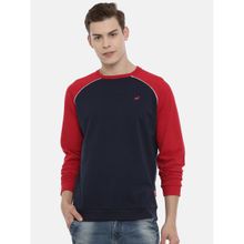 3PIN Men Navy Blue Colourblocked Sweatshirt
