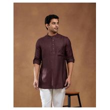 Fabindia Wine Viscose Blend Dobby Slim Fit Short Kurta
