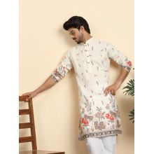 Kraft India Floral Print Cotton Blend Ethnic Wear Cream Kurta
