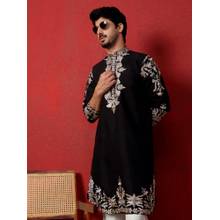 KRAFT INDIA LUXE Cotton Silk Embroidered Festive Black Kurta