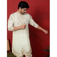 KRAFT INDIA LUXE Cotton Silk Embroidered Festive Cream Kurta