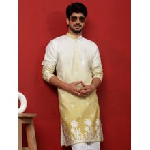 Kraft India Cotton Blend Ombre Printed Olive Kurta