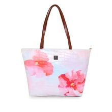 ESBEDA White Color Floral Croco Printed Tote Bag for Women