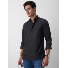Peter England Men Black Slim Fit Solid Full Sleeves Casual Shirt