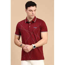 Classic Polo Men Half Sleeves Maroon Slim Fit Printed Polo T-Shirt