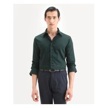 Rare Rabbit Men's Holla-Ss26 Dark Green Cotton Fabric Spread Collar Plain Shirt