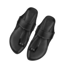 SKO Men Vegan Kolhapuri Black Slippers
