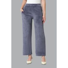 Van Heusen Woman Lingerie And Athleisure Zipper Pocket Wide Leg Velour Pants - Grey Stone