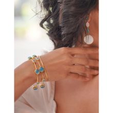 Divas Mantra 92.5 Sterling Silver Blue Gems Scatter Bangles with Blue Chalcydony Stones
