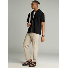Cava Athleisure Beige Solid Straight Fit Trouser