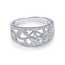 Peora 925 Sterling Silver Rhodium Cubic Zirconia Floral Filigree Ring For Women And Girls (PR5234 (5)