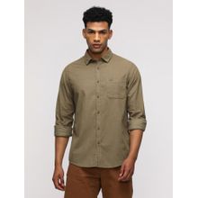 Crocodile Full Sleeve Sport Khaki Shirt In Corduroy for Casual Elegance