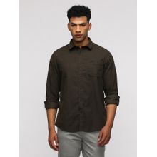 Crocodile Full Sleeve Sport Olive Shirt In Corduroy for Trendy Style