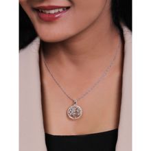 Giva 925 Sterling Silver Zircon Tree Of Life Pendant With Link Chain For Women(Adjustable)