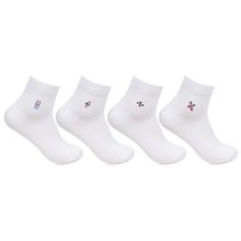 Bonjour Men's Cotton Centre Motif Socks, Pack Of 4 - White (Free size)
