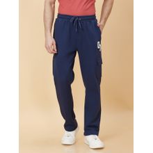Being Human Men Blue Pure Cotton Solid Tapered Track Pant