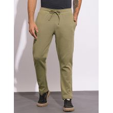 Being Human Men Green Cotton Blend Solid Tapered Track Pant
