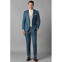 Louis Philippe Men Green Slim Fit Textured Formal Blazer Trouser & Waist Coat (Set of 3)