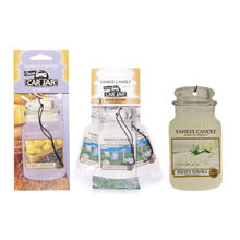 Yankee Candle Car Jar Air Freshener - Pk of 3 - Clean Cotton, Fluffy Towels, and Lemon Lavender