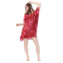 PIU Women's Satin Beachwear Short Kaftan - Red