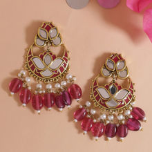 Voylla Thikri Floral and crescent Motifs Earrings