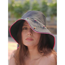Hair Drama Co. Oversized Embellished Beach Floppy Hat - Black