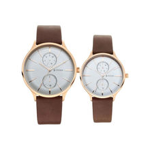 Titan 9400394203WL01 White Dial Analog Watch For Couple