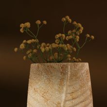 The Decor Mart Beige Swatched Leaf Imprint Vase