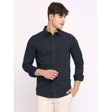 Blue Slim Straight Fit Regular Collar Long Sleeves Men's Shirt by Being Human Clothing