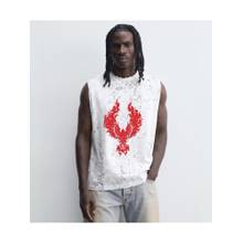 RHINO CULT Off White Cotton Printed Sleeveless T-Shirt