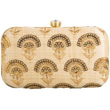 Parizaat By Shadab Khan Sequins Beige Color Embroidered Clutch