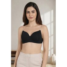Zivame Mid Fashion Medium Padded Non Wired 3/4th Coverage Backless Bra - Black