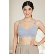 Zivame Maternity Double Layered Non Wired 3-4th Coverage Nursing Bra-Grey Melange