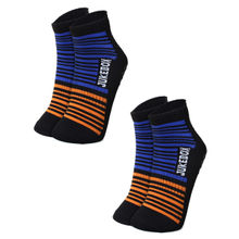 WearJukebox Ankle Grip Socks Orange Blue Black (Pack of 2)