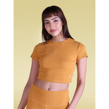 Kica Ribbed Cotton Half Sleeve Top For Yoga